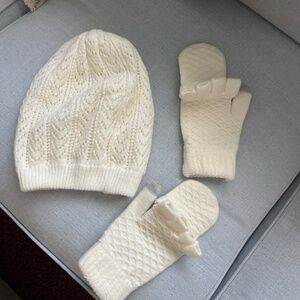 knitted beanie and gloves